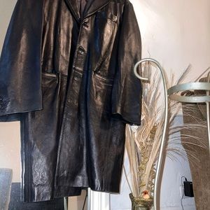 Faux leather overcoat (long)